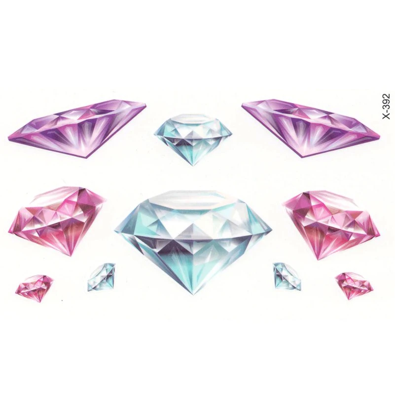 3D Diamond tattoo temporary tattoo flash tattoos body art 